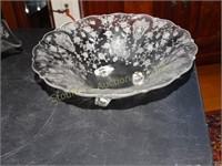 Cambridge Rosepoint Etched footed bowl 10"w
