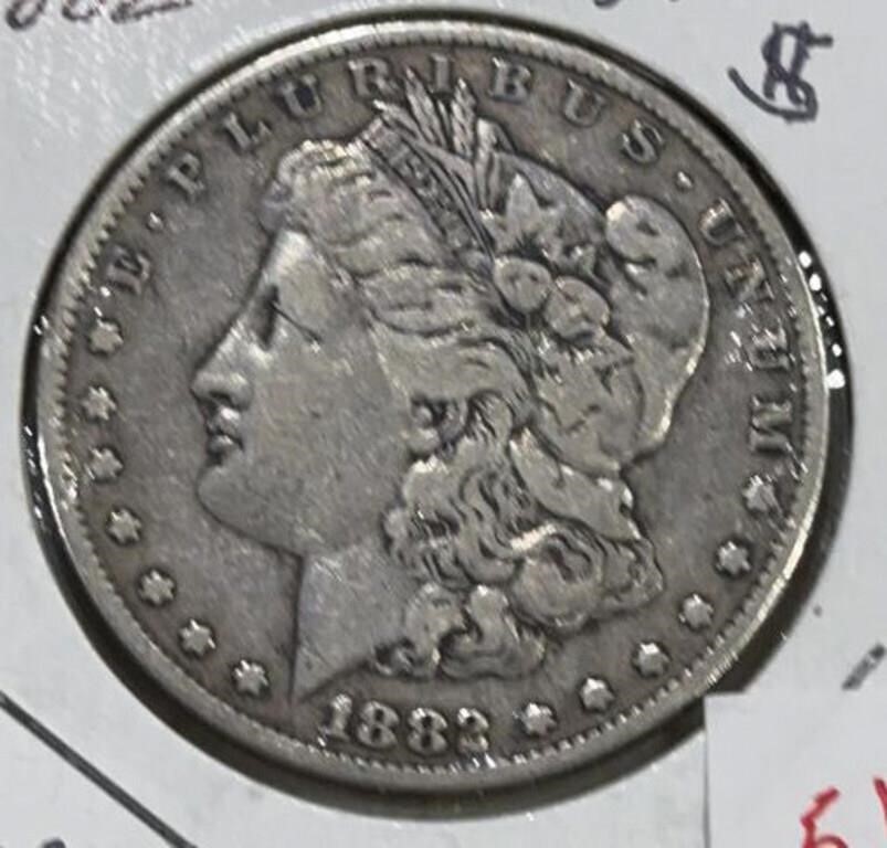1882 MORGAN SILVER DOLLAR (90% SILVER) (VG-10)