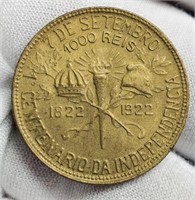 1822/1922 Rare Brazil 1000 Reis Commemorative