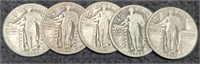 (5) Different Standing Liberty Quarters: