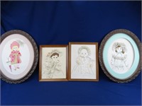 Counted Cross Stitch Framed  Doll Pictures