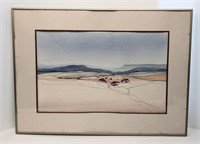Watercolor Landscape Framed Painting