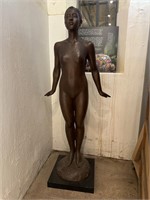 BRONZE WOMAN SCULPTURE ON MARBLE BASE