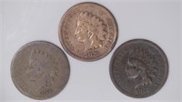 3 - Indian Head Cents 74, 76 and 78