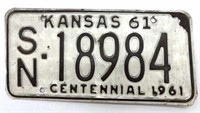 1961 Kansas License Plate