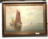 Sailboat Oil on Canvas signed by Artist