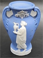 Jasperware-Style Classical Blue Amphora Vase