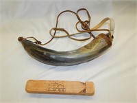 Vintage Powder Horn and Train Whistle
