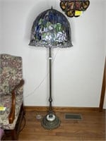 Mosaic globe floor lamp with marble base details