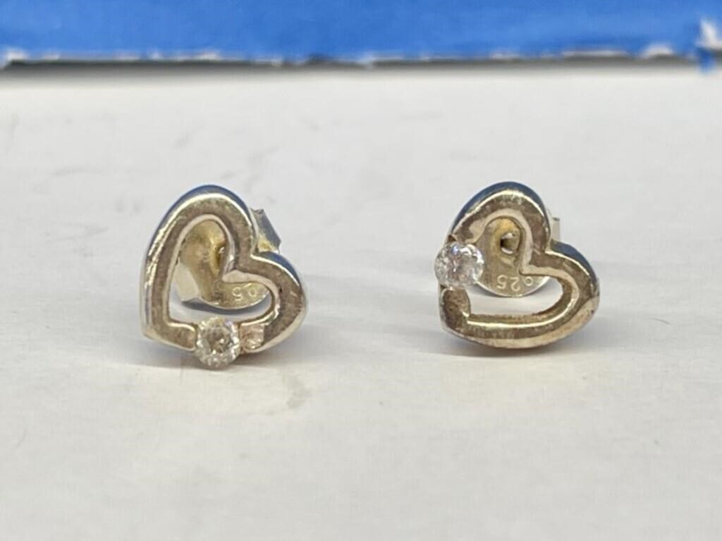 925 Sterling Heart Pierced Earrings