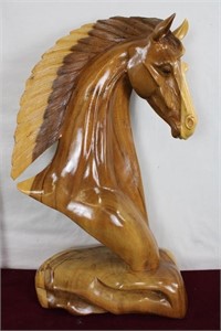 Hand Carved Walnut Horse Head / 30"H