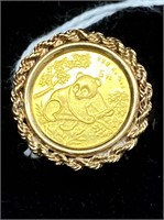 1992 PURE GOLD PANDA COIN 14KT Y/GOLD RING