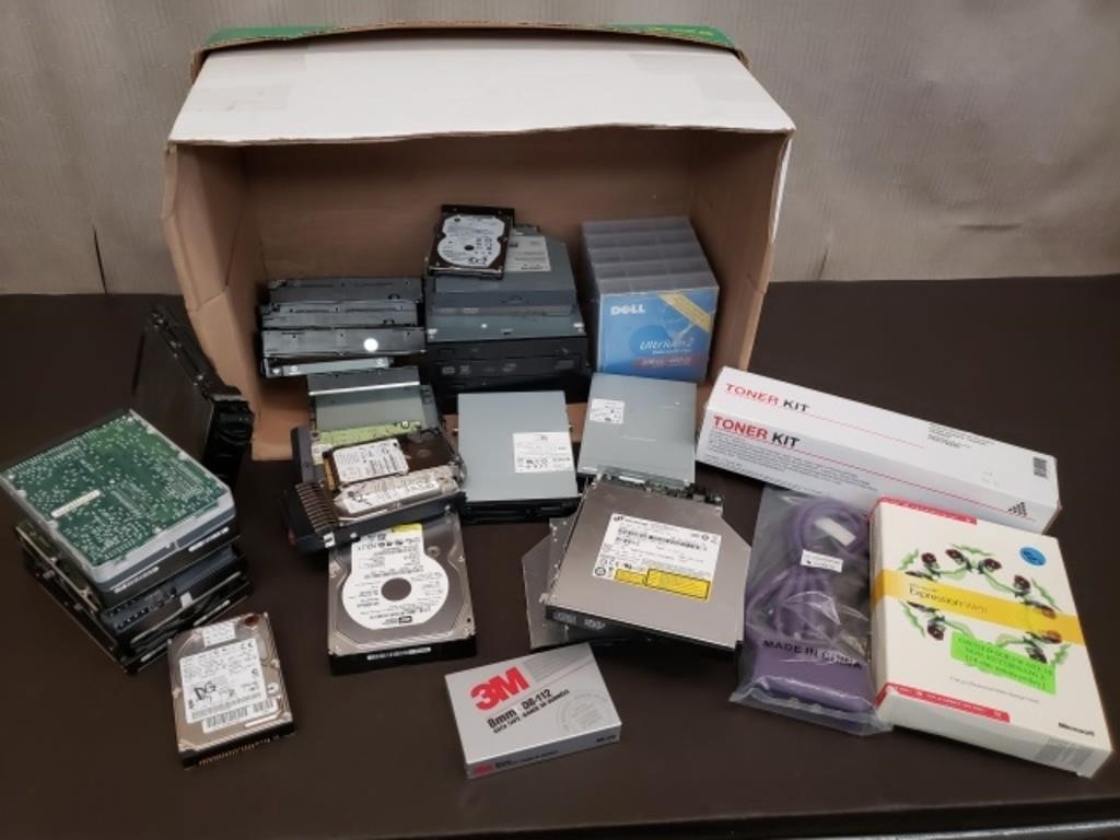 Box of Assorted Computer Parts & More. Hard