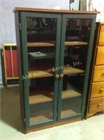 Glass front cabinet. 49"h x 29.5"w x 15.5"d