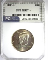 2008-D Kennedy MS67+ LISTS $425 IN 67