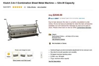 Klutch 3-In-1 Combination Sheet Metal Machine