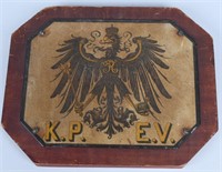 IMPERIAL GERMAN PRUSSIAN K.P.E.V. RAILWAY PLAQUE