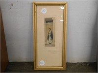 FRAMED PLATINUM TINTED PHOTOGRAPH - LADY BY DOOR