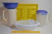 Box lot of Plastic Ware - Plastic Pitchers, Bowls