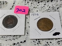 1905 Indian Head Penny & wheat penny