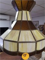 VINTAGE HANGING SLAG GLASS LAMP -