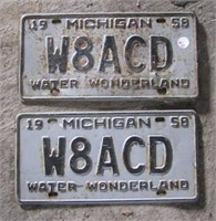 Pair 1958 Michigan license plates.