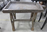 Primitive Hand Carved Side Table 28"h x 36"l x20"