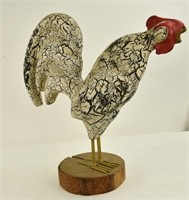 Folk Art Carved and Painted Crowing Rooster