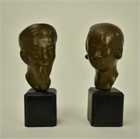 Pr. Chinese Bronze Portrait Busts