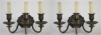 PAIR VINTAGE LIGHTING - 3 LIGHT WALL SCONCES