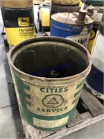 Cities Service 5-gallon bucket w/ asst old tools