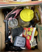 BOX LOT - JUG - KEY HANGER - CLOCK RADIO - ETC.