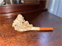 Vintage Meerschaum Carved Wolf Pipe