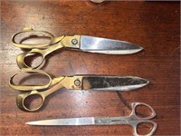 20th C. Brass Shears & Pair of Scissors