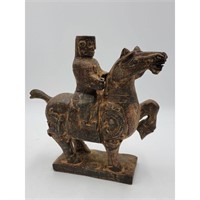 A Chinese Jade Hard Stone Horse w/ Rider Archaic