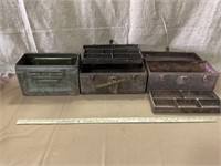 3 vintage metal tool boxes