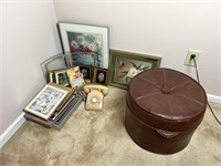 CLEANOUT LOT- PICTURE FRAMES AND OTTOMAN