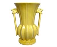 VINTAGE MCCOY YELLOW DOUBLE HANDLED VASE