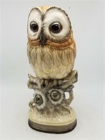 Perched Owl Glazed Ceramic Figure, 11" Tall