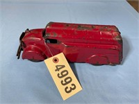 VINTAGE METAL TOY DELIVERY TRUCK WITH OPENING BACK