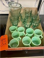 Green glasses, green coffee cups