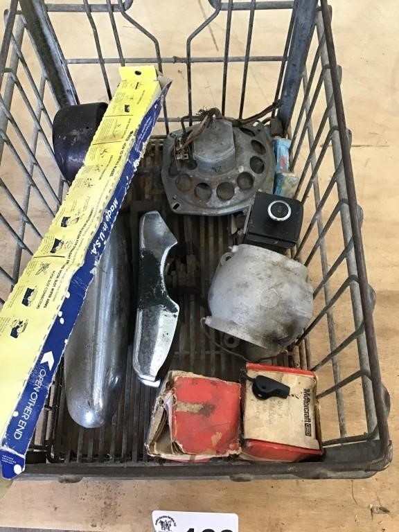 VINTAGE CAR PARTS, WIRE CRATE