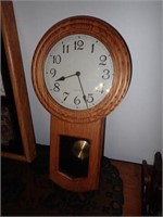 Belgium Pendulum Quartz Wall Clock In Oak Case