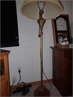Antique Floor Lamp w/Ruffled Shade - 62"H