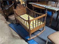 Antique Wooden Rocking Baby Cradle