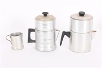 Vintage Aluminum Coffee Percolators, Cream Pitcher