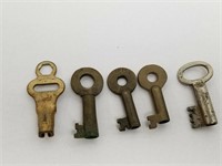 5 Vintage Railroad Padlock Keys
