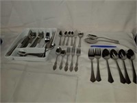 Lot of Stainless Flatware Set and Serving Pcs