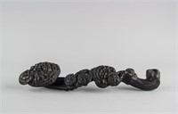 Chinese Black Zitan Wood Carved Ruyi Scepter