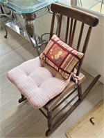 Vintage Wooden Rocking Chair & Pillows